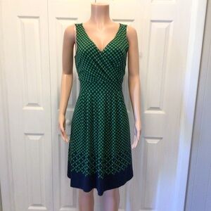 Lands End Womens Blue & Green Sleeveless Fit & Flare Dress Size Small